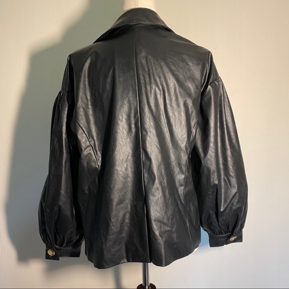 What Not To Wear Jet Black Faux Leather Jacket - Picture 3 of 8